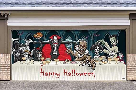 Dracula's Halloween Dinner - Outdoor Halloween Festive Garage Door Dec