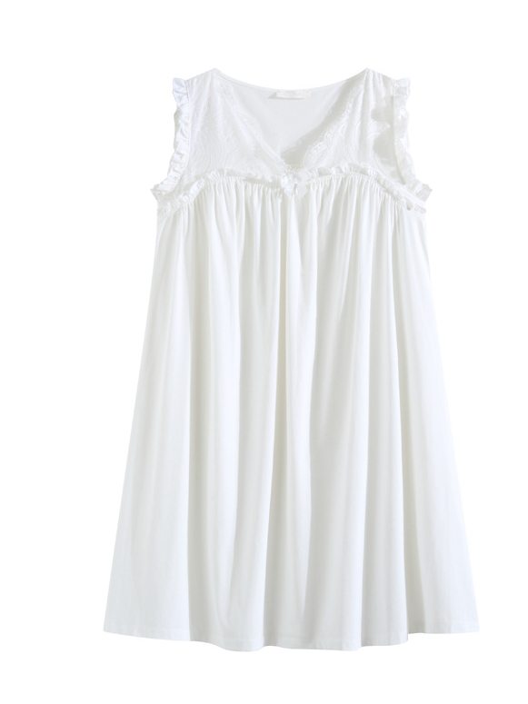 Loose Party V Neck Cotton Nightdress