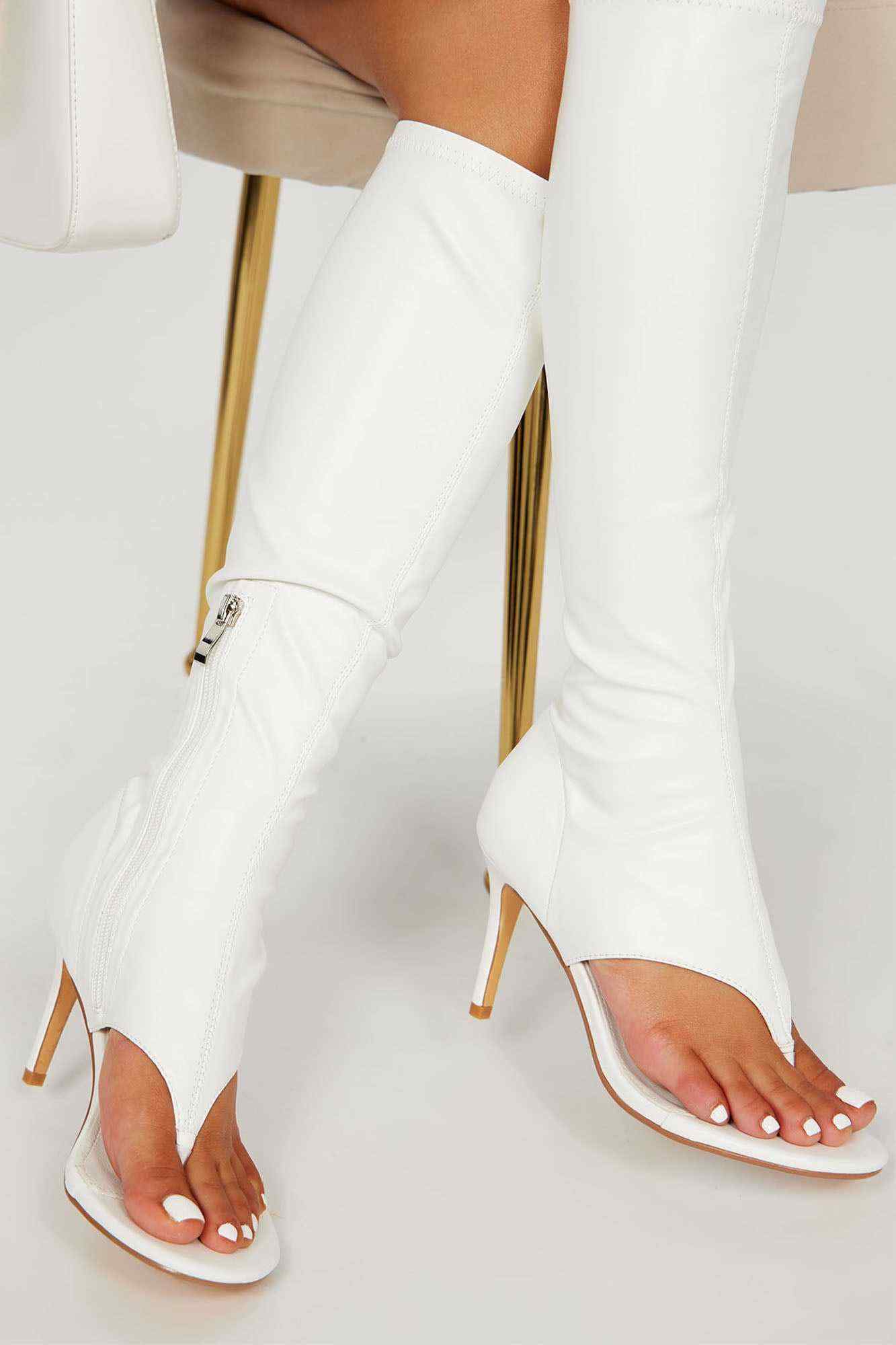 Annalise Knee High Heels   White