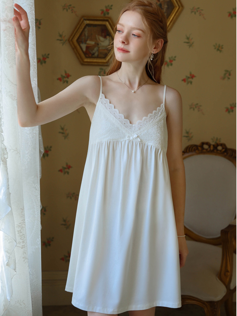 Cotton V Neck Loose Simple Nightdress