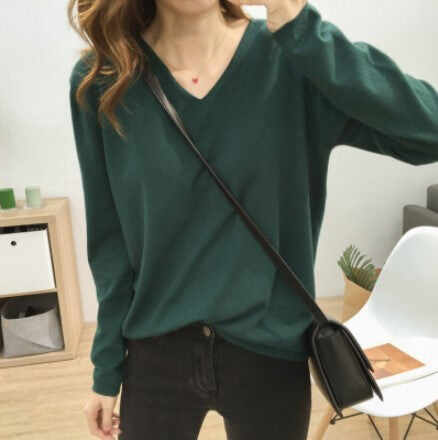 Solid Color Long-sleeved Sweater