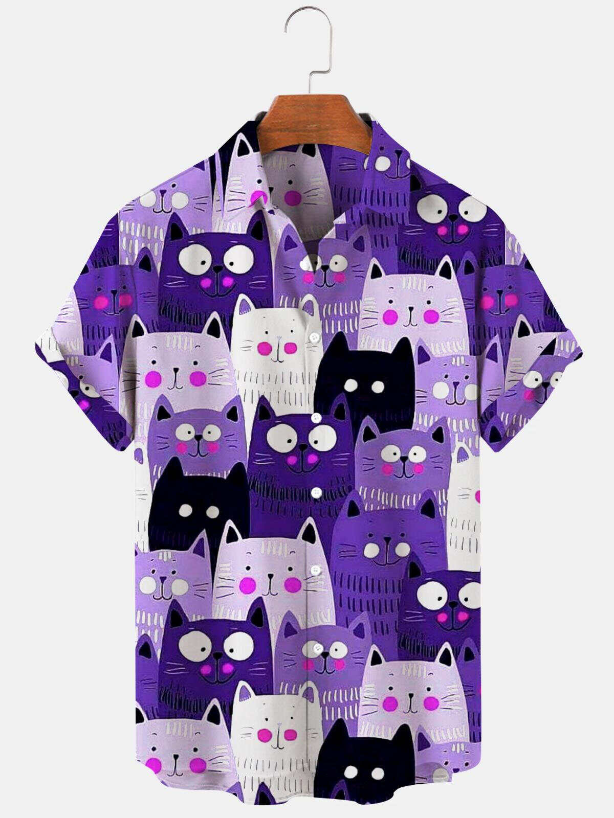 Animal Casual Cat Men's Shirts