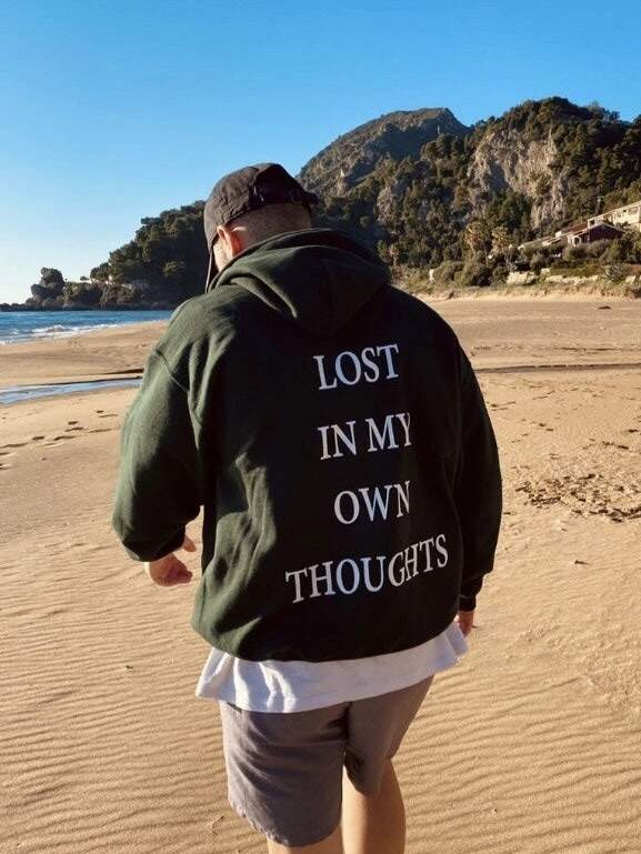 Lost In My Own Thoughts Print Causal Hoodie