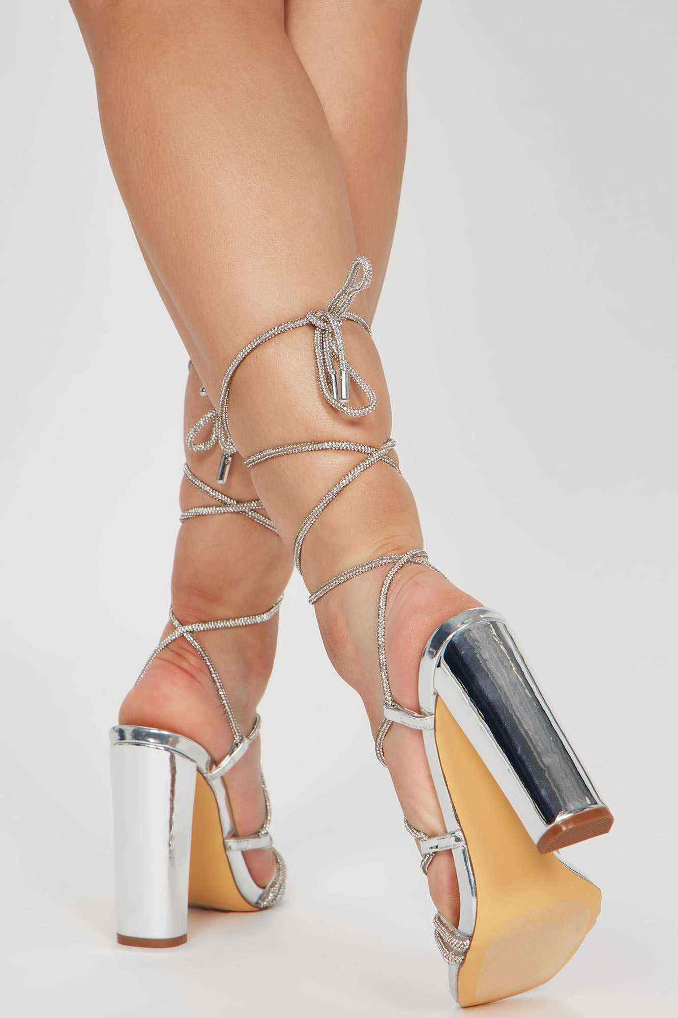 Trendy Location Heeled Sandals   Silver