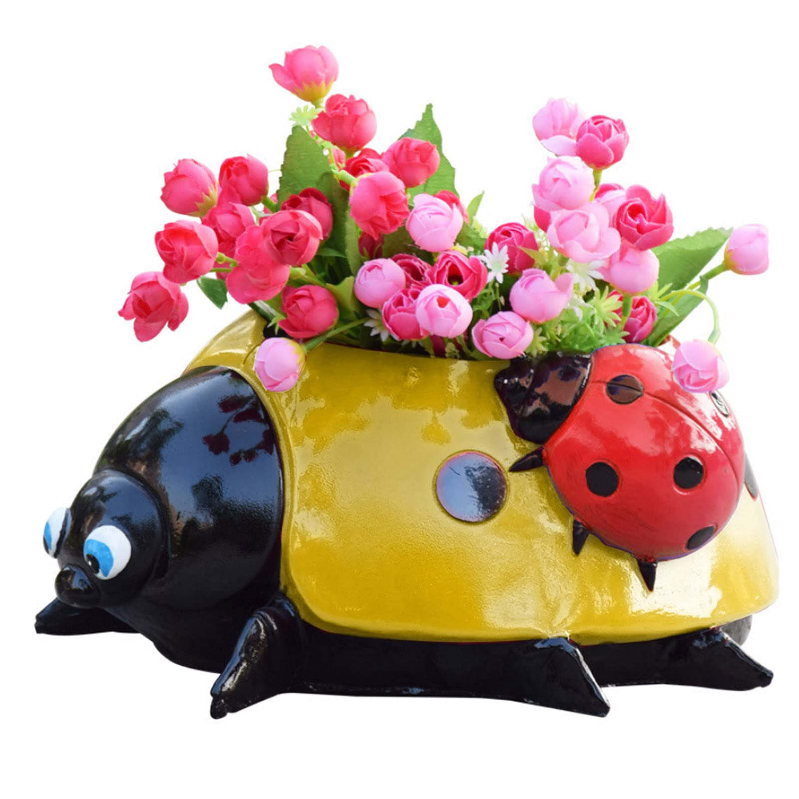 Metal Ladybug Flower Pot