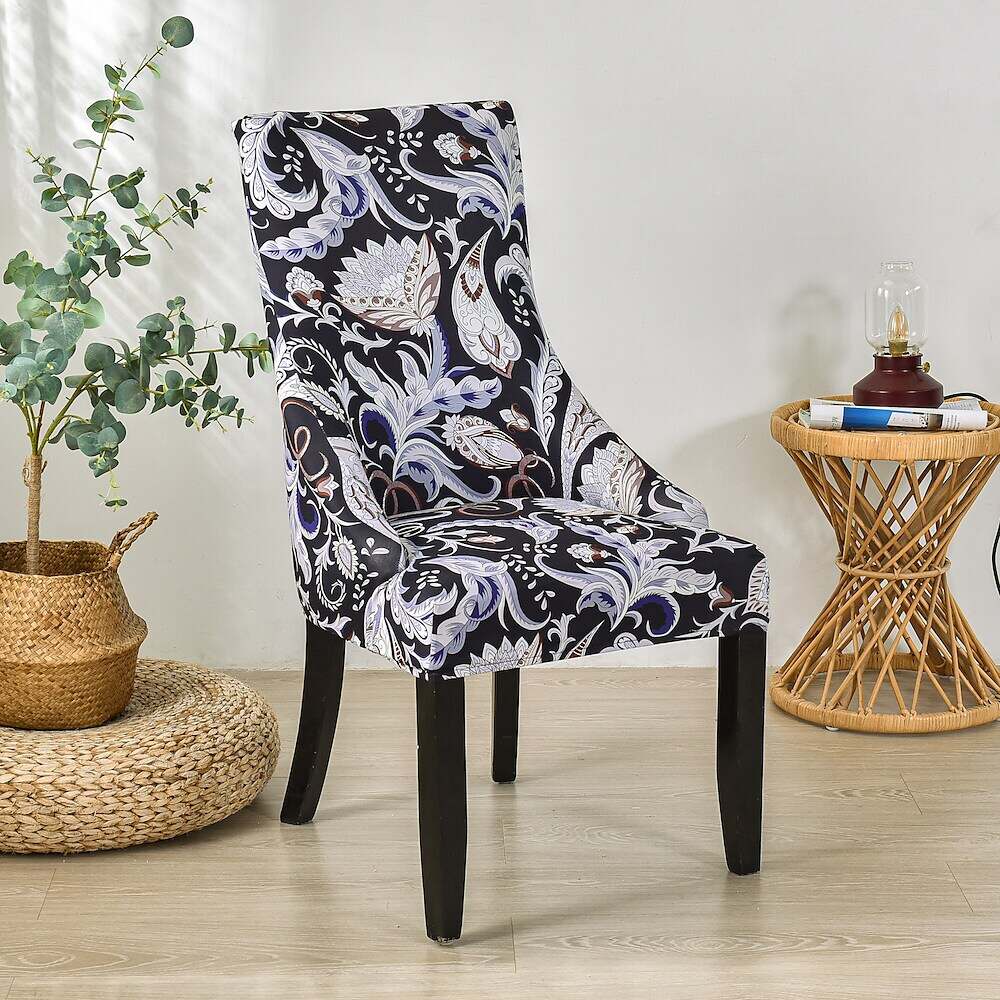 Stretch Wingback Chair Cover Boho/Flower Pattern