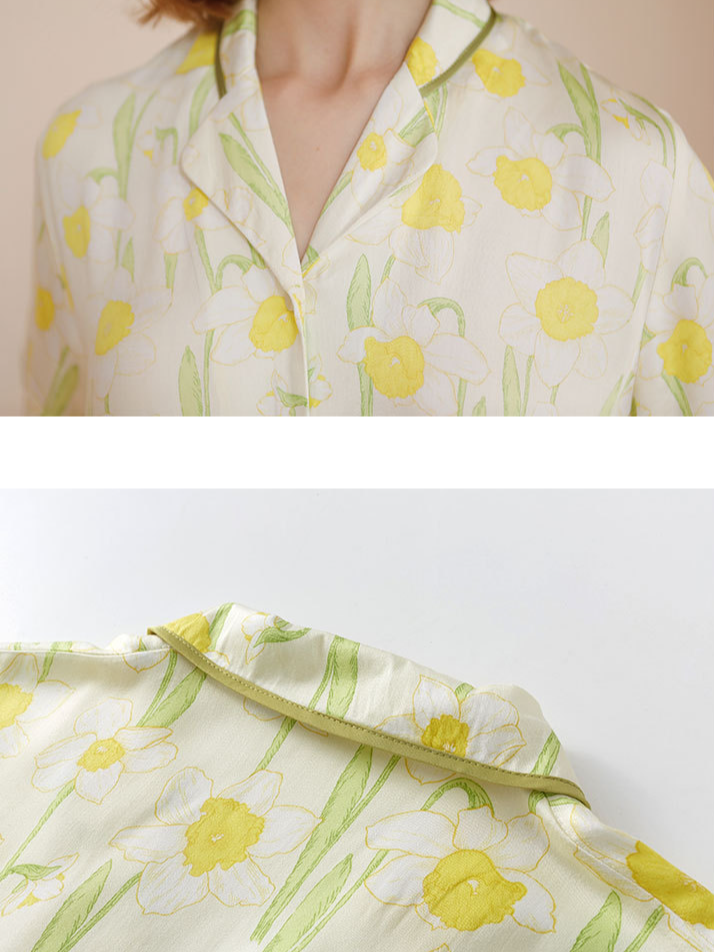 V Neck Regular Fit Floral Simple Short Sleeve Pajama Set