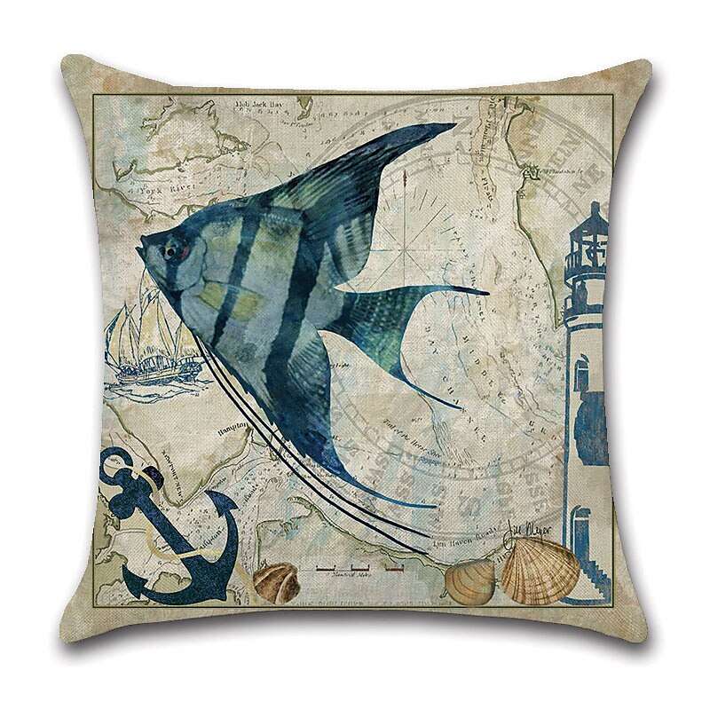 1pc Throw Pillow Cover Ocean Tutle Animal Zipper Traditional Classic Outdoor Cushion for Sofa Couch Bed Chair