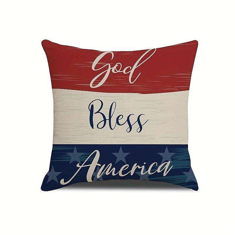 Independence Day Double Side Pillow Cover 4PC Soft Decorative Square Cushion Case Pillowcase for Bedroom Livingroom Sofa Couch Chair