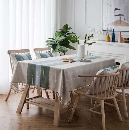 Table Cloth Tassel Cotton Linen Table Cover Rectangle