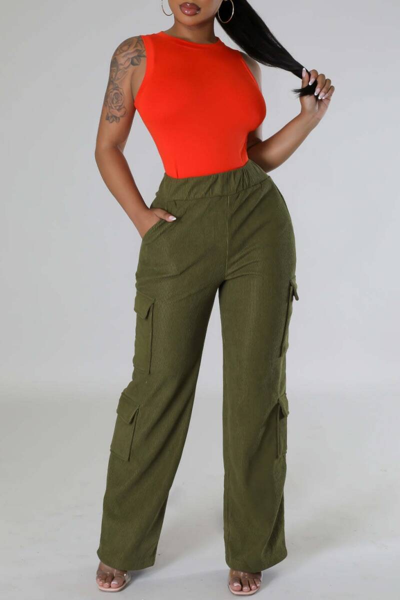 Apricot Casual Solid Patchwork Regular High Waist Conventional Solid Color Trousers