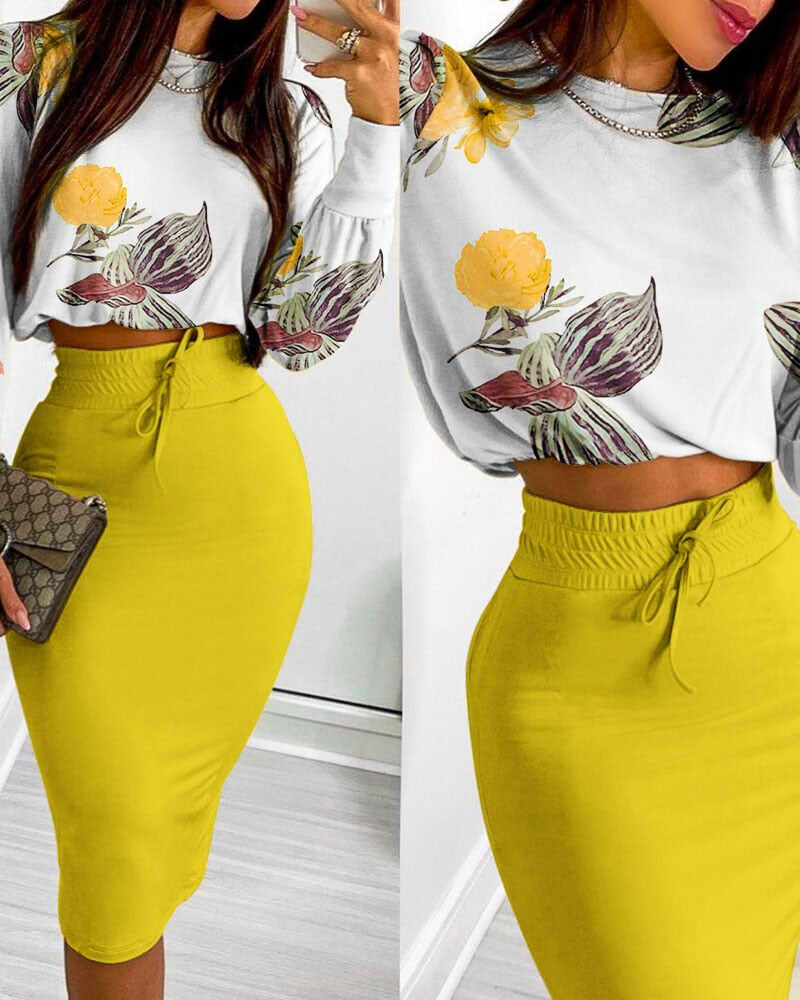 Drawstring Skirt Suits Bodycon