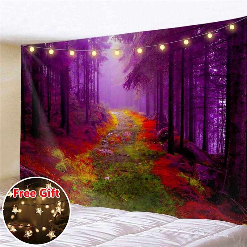 Landscape LED Lights Wall Tapestry Art Decor Flower Filed Print