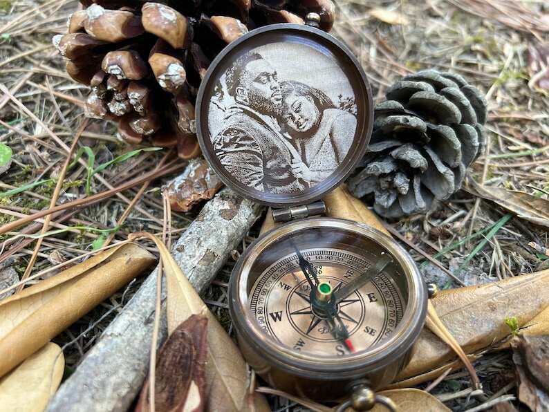 Personalized Engraved Working Compass with Custom Handwriting, Gift for Men Anniversary, Gifts for Dad Birthday