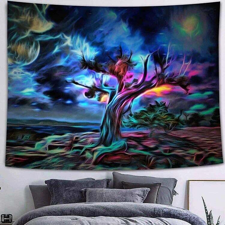 Trippy Tree Wall Tapestry Forest Psychedelic