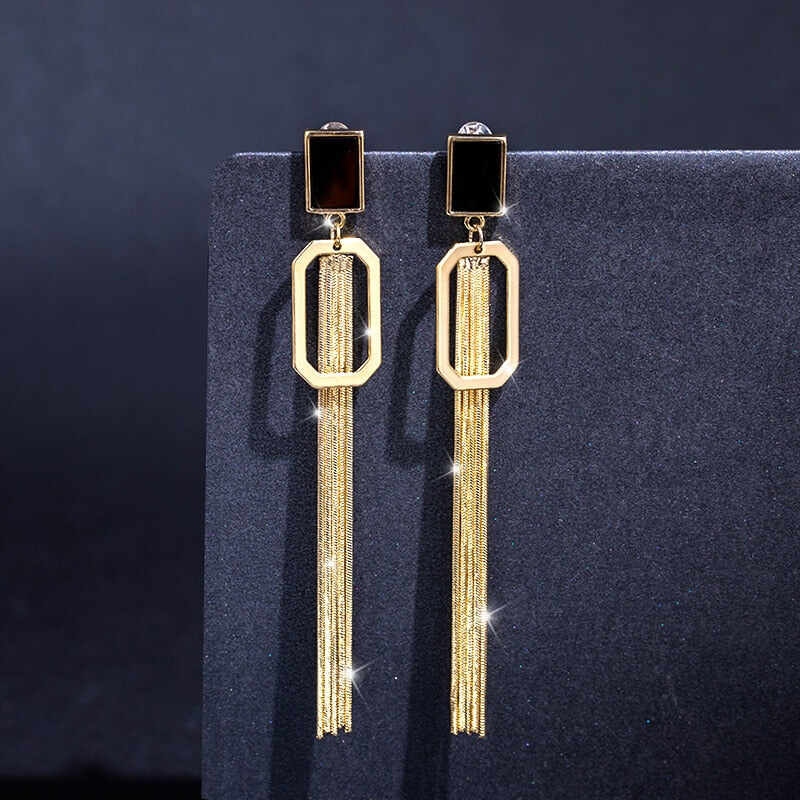 Long Tassel Geometric Drop Earrings Gold Color 2021 Fashion Hanging Women Earrings Summer Jewelry Girls Party Gift