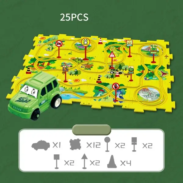 Last Day 70% OFF-🔥Children's Educational Puzzle Track Car Play Set