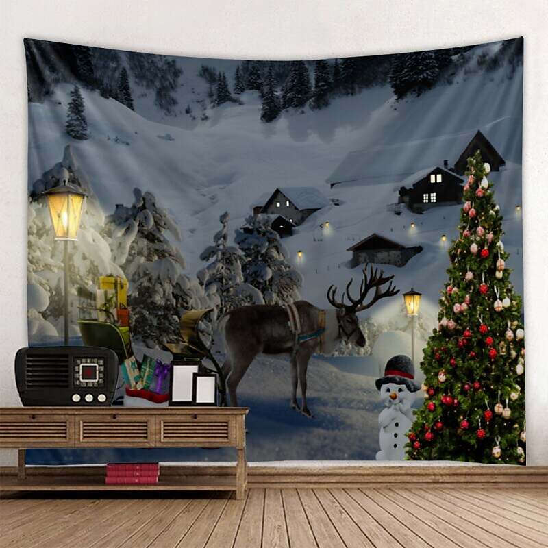 Christmas Elk Christmas Tree Tapestry Art Decor Home Bedroom Living Room