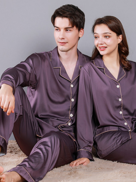 Regular Sleeve Others Simple Regular Fit Plain Matching Couple Pajama Set