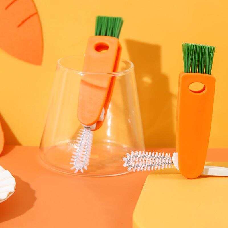 Cleaning Brush,Beveled Corner Versatile Cleaning Brush Hand Held Radish Shape 3 In 1 Cleaning Brush