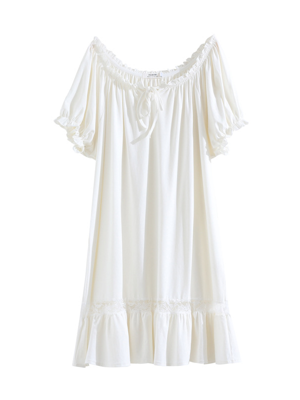 Crew Neck Lace Loose Party Nightdress