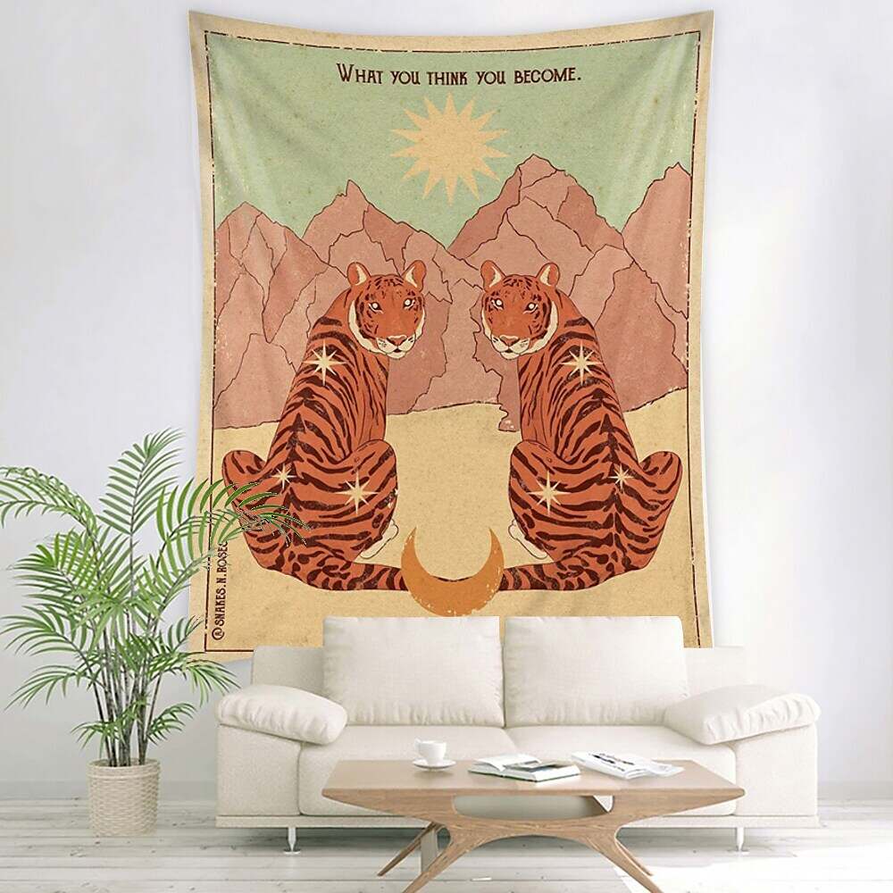 Tarot Cartoon Lovely Tiger Wall Hanging Tapestry