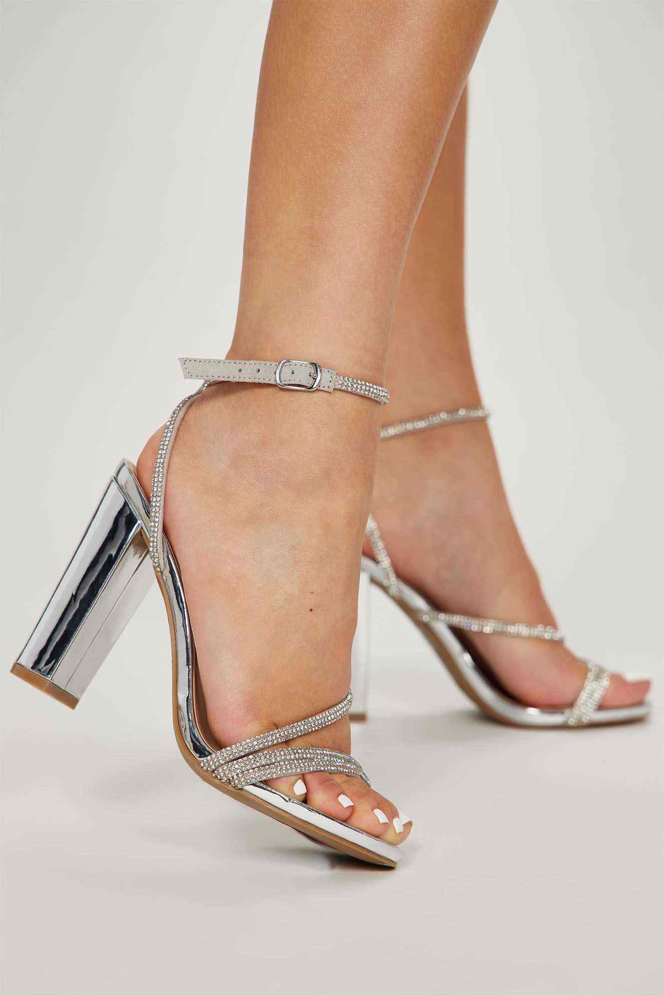 Wedding Guest Heeled Sandals   Silver