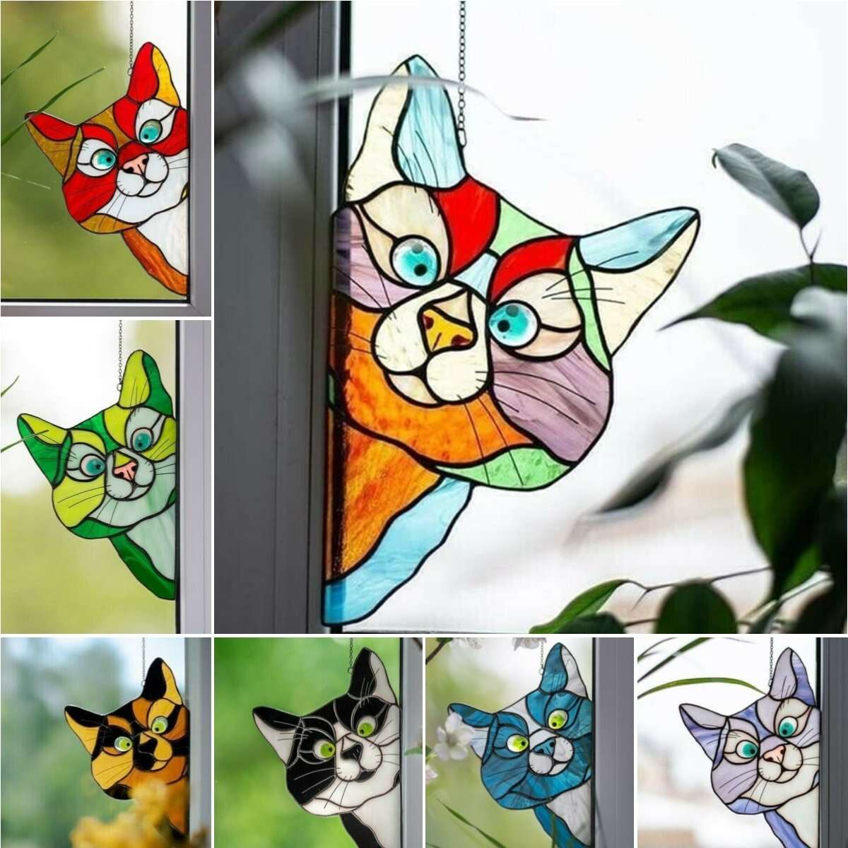 BIG SALE - 40% OFFHot Sale-Handmade Stain Cat Suncatcher For Window