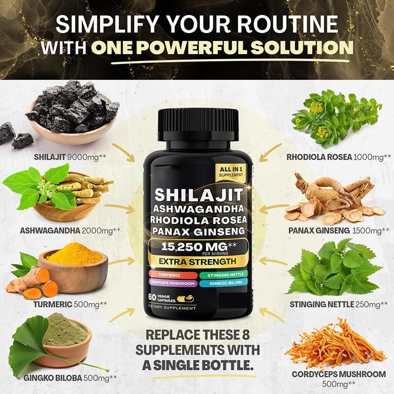 Shilajit Pure Himalayan Organic - 15250MG Shilajit Capsules