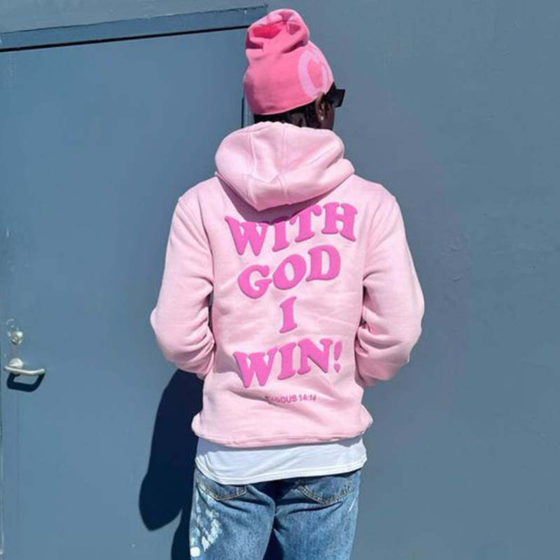 With God I Win Exodus 14:14 Print Hoodie