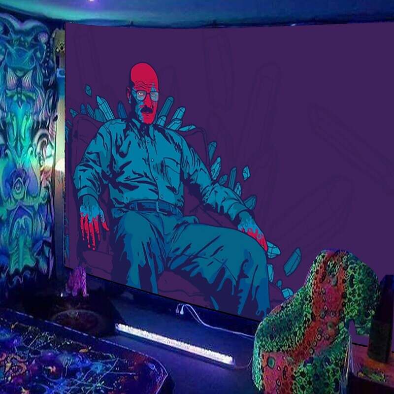 Blacklight UV Reactive Trippy Wall Tapestry