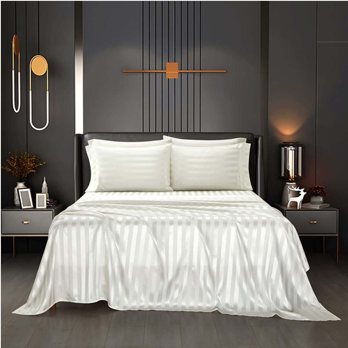 Luxury Satin Black Bedding Sheet Sets Queen/King Size/Twin/Single