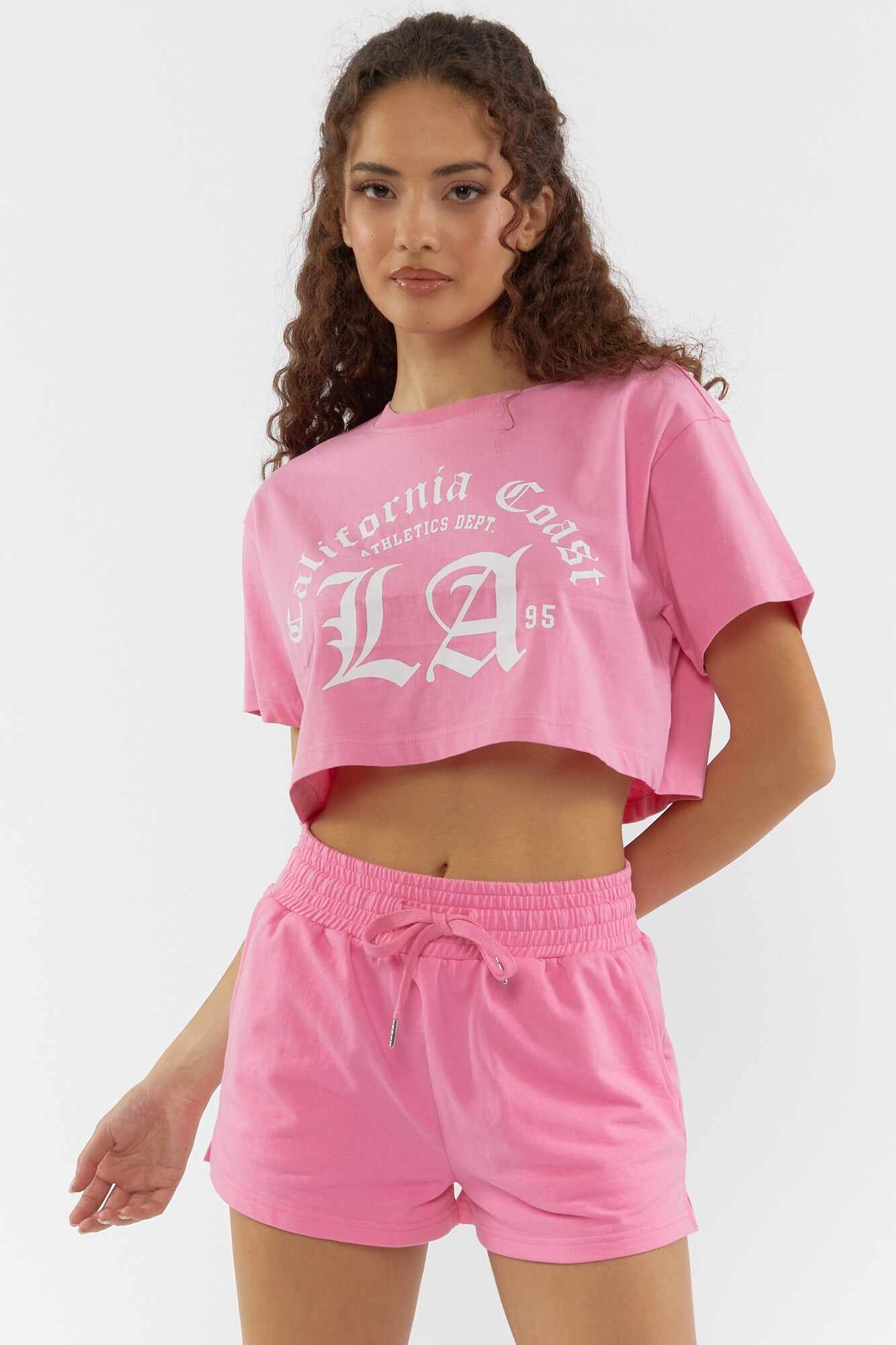 Women Apparel | Basic Drawstring Fleece Shorts Pink Forever21 - VH77189