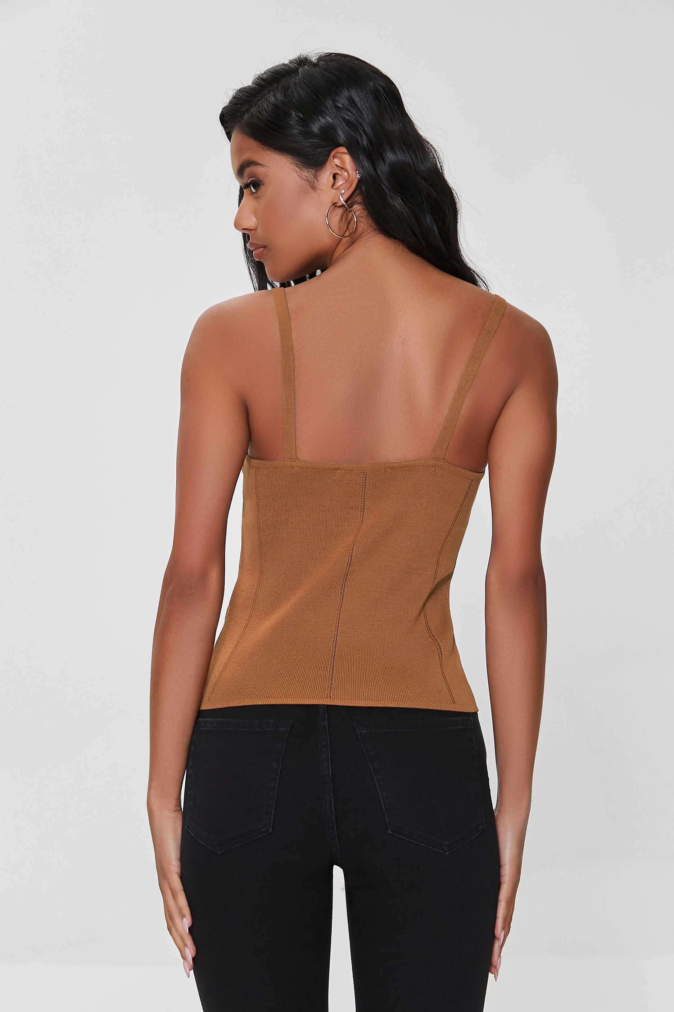 Women Apparel | Pointelle Sweater-Knit Cami Brown Forever21 - KM36213