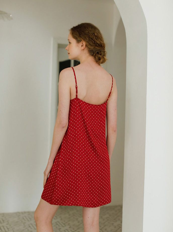 Loose Polka Dots Party Sleeveless Nightdress