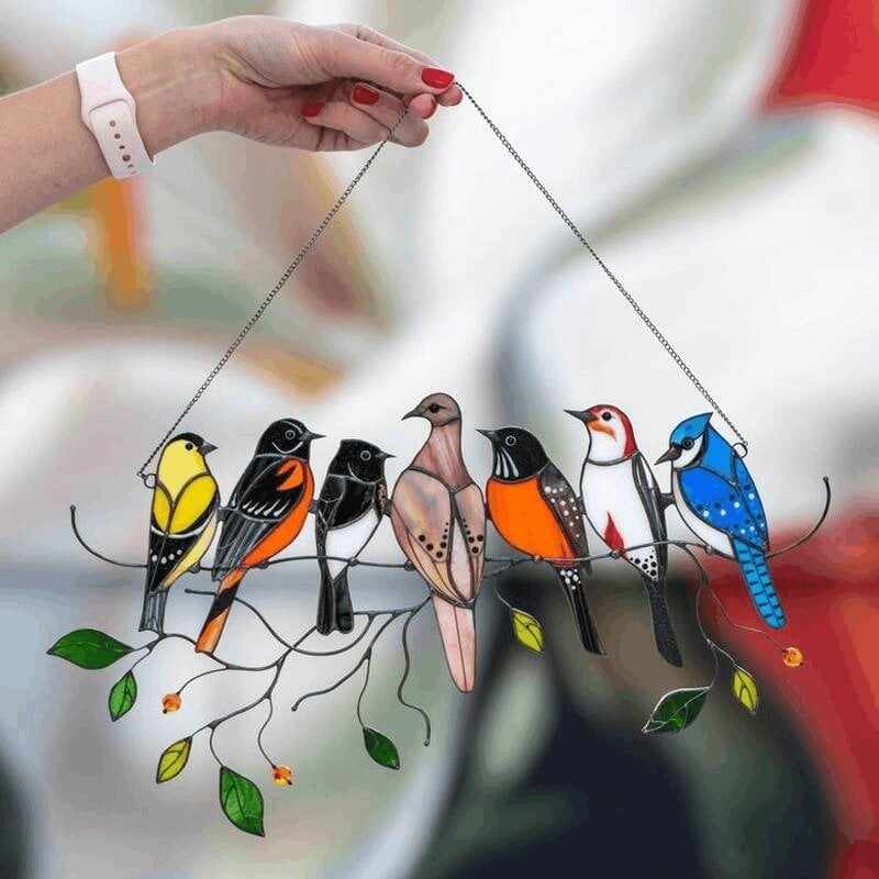 BIG SALE - 60% OFFThe Best Gift-Birds Stained  Window  Panel Hangings