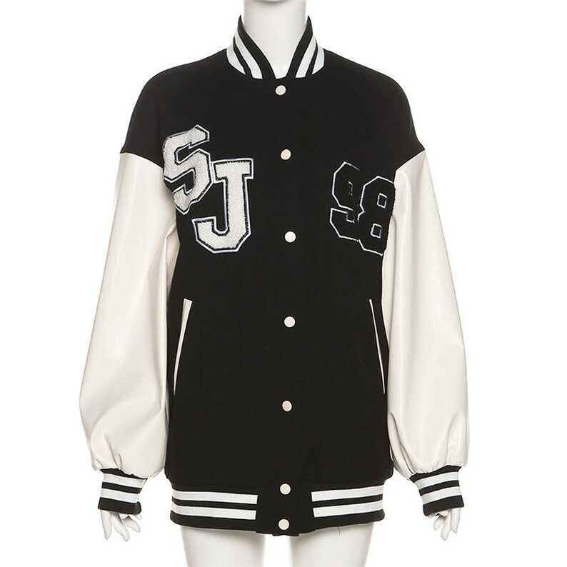 Y2K Fashion Patch Varsity Bomber Jacket