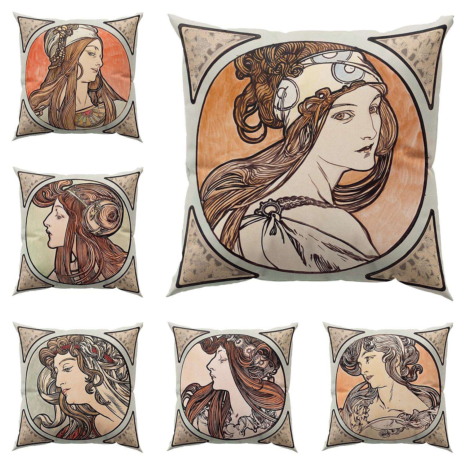 Art Nouveau Double Side Pillow Cover 4PC