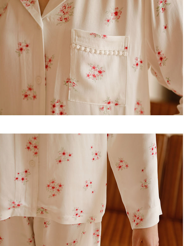 Vacation Small Floral Long Sleeve Pajama Set