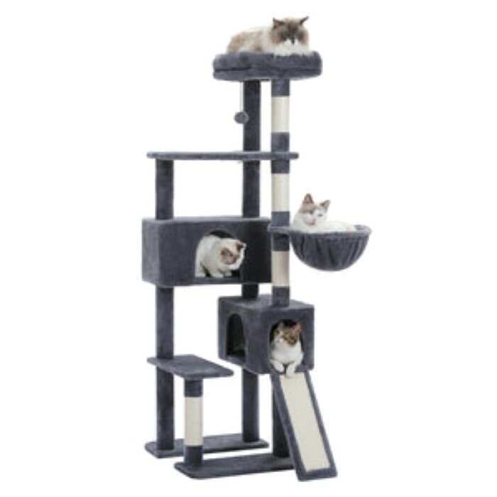 60.62 Inches Multi-Level Cat Tree Cat Tower for Indoor Cats with Sisal-Covered Scratching Post, Cozy Cat Condo, Padded Top Perch for Indoor Cats