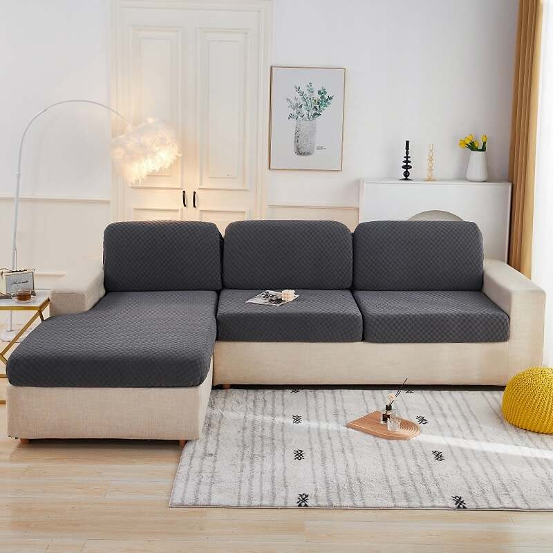 Stretch Sofa Seat Cushion Cover Slipcover 4 or 3 Seater L Shape