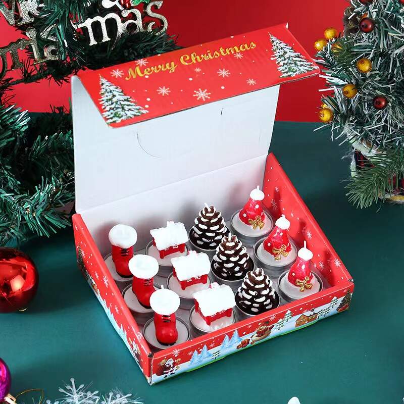 12 Pieces Christmas Tree Tealight Candles Handmade Delicate Tree Candles for Christmas Home Decoration Gifts