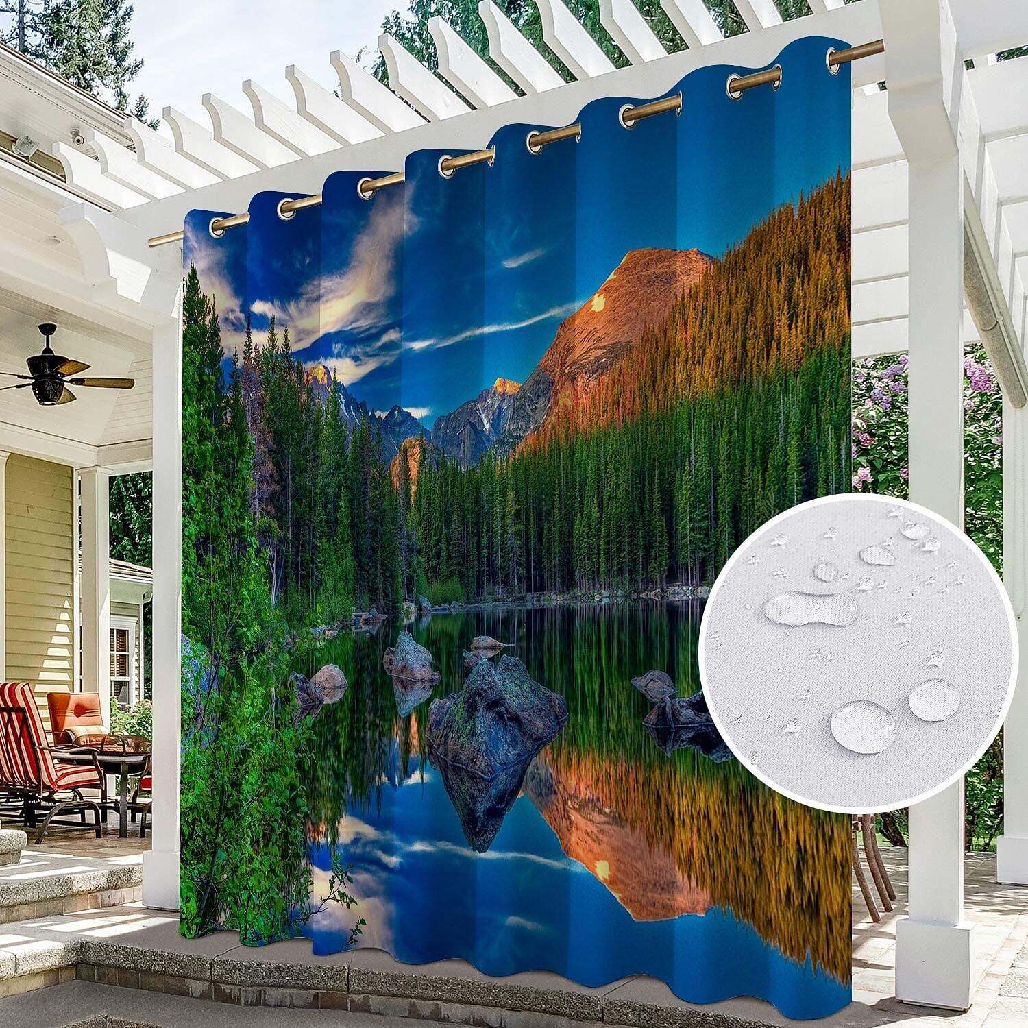 2 Panels Outdoor Curtain Privacy Waterproof