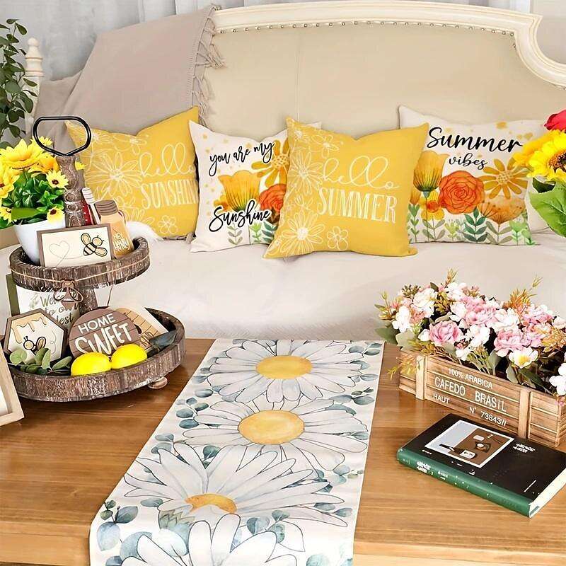 Summer Sunshine Floral Double Side Pillow Cover 4PC Soft