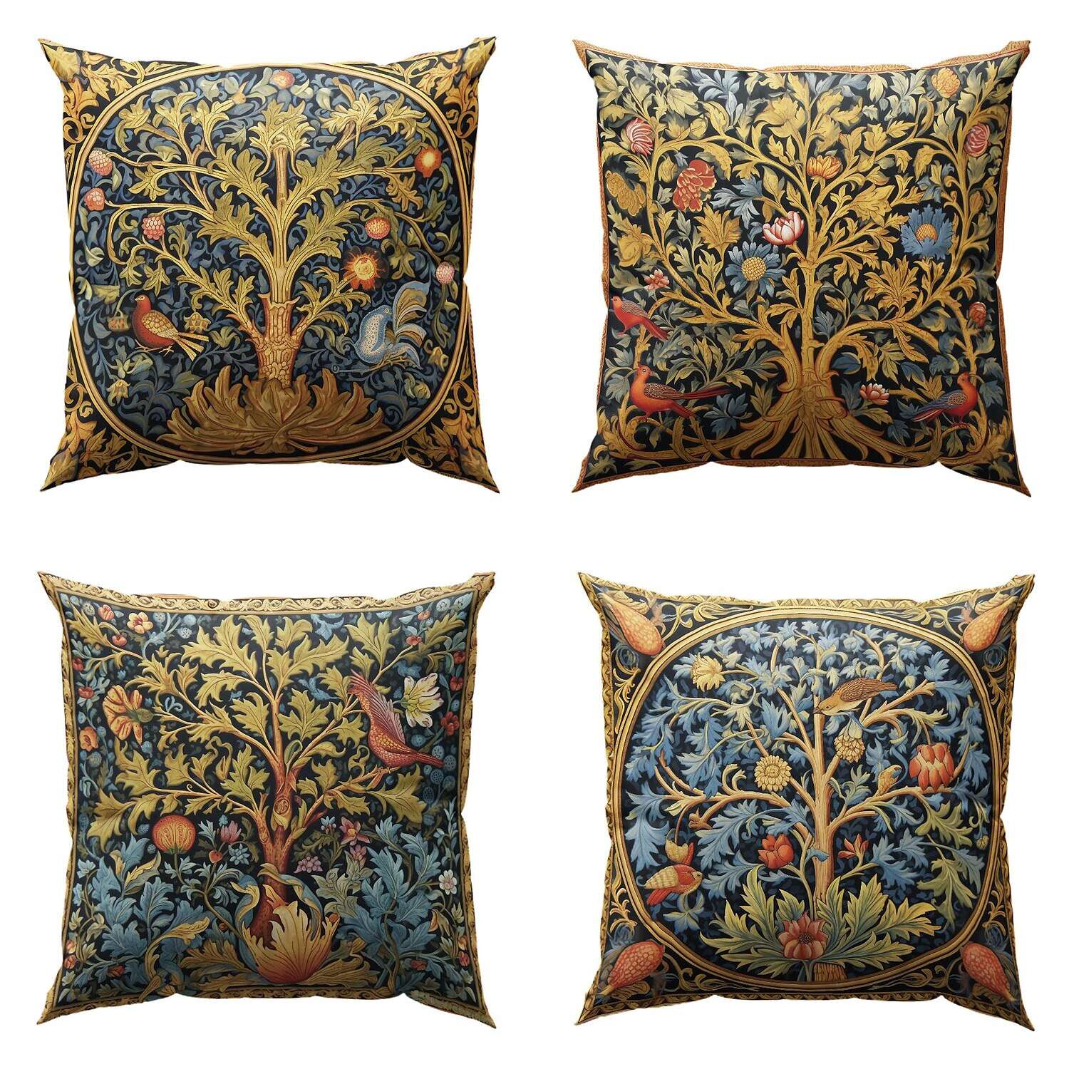 Tree of Life Double Side Pillow Cover 4PC Soft Decorative Square Cushion Case Pillowcase for Bedroom Livingroom Sofa Couch Chair