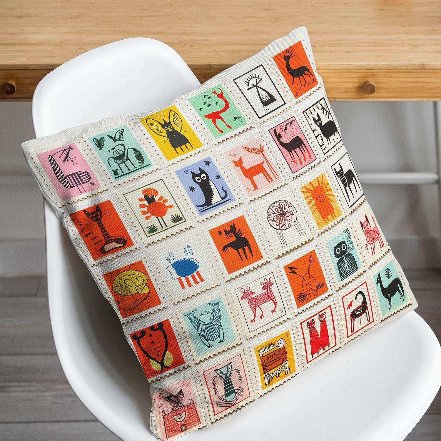 Stamp Collection Pillow Cover 1PC