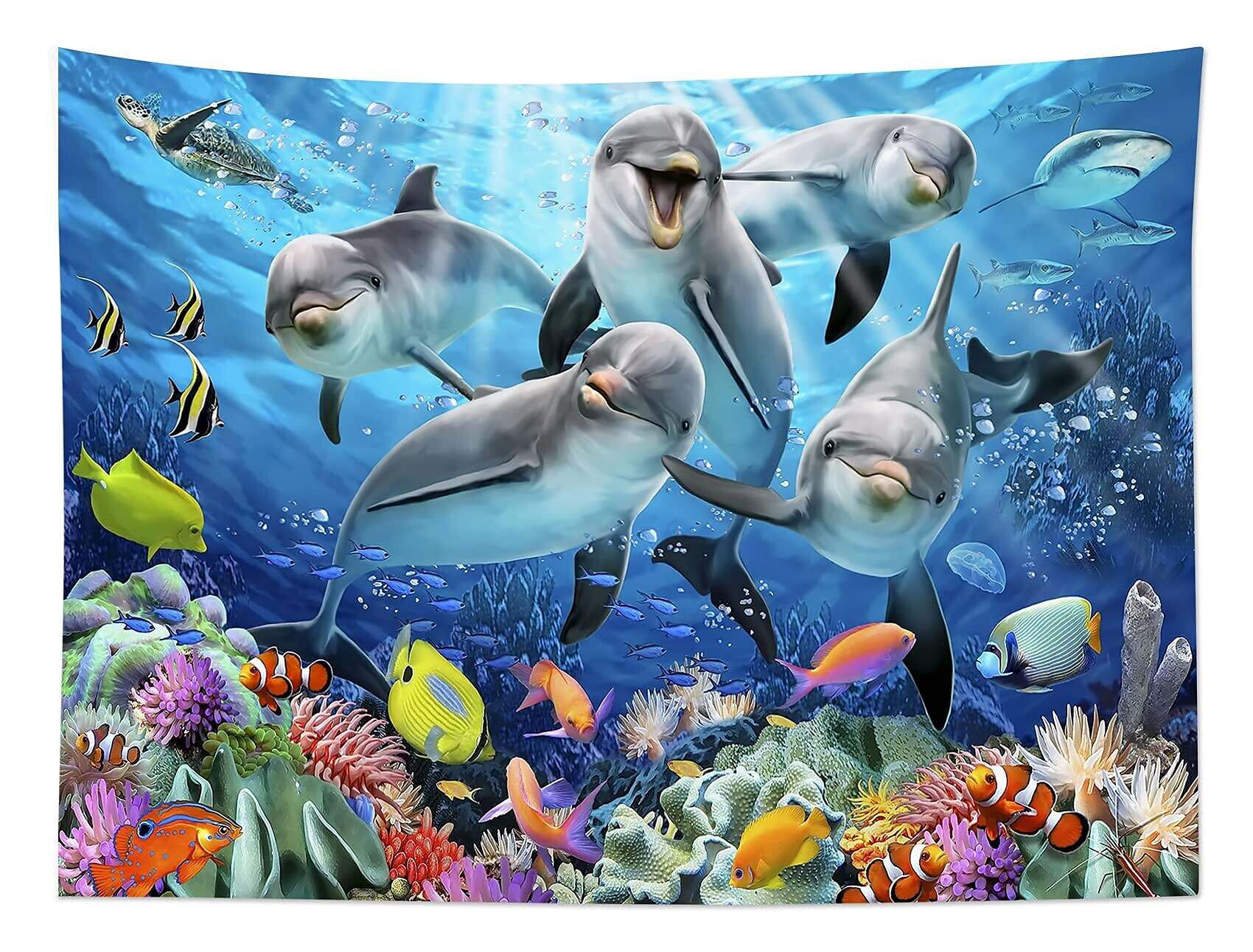 Ocean Dolphin Wall Tapestry Art Decor