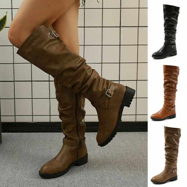 Ladies Knee Boots with adjustable buckle