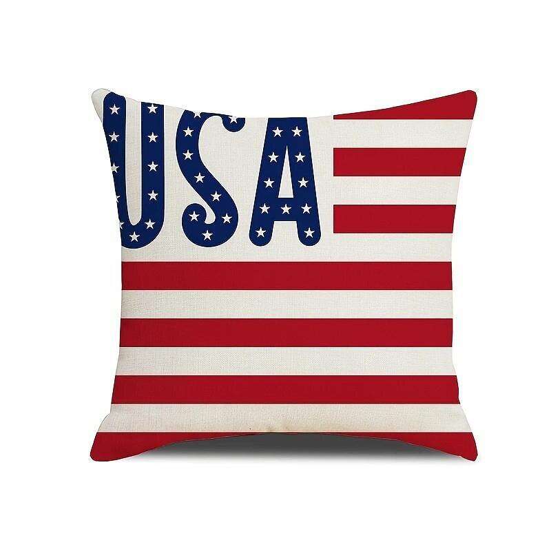 Independence Day Double Side Pillow Cover 4PC Soft Decorative Square Cushion Case Pillowcase for Bedroom Livingroom Sofa Couch Chair