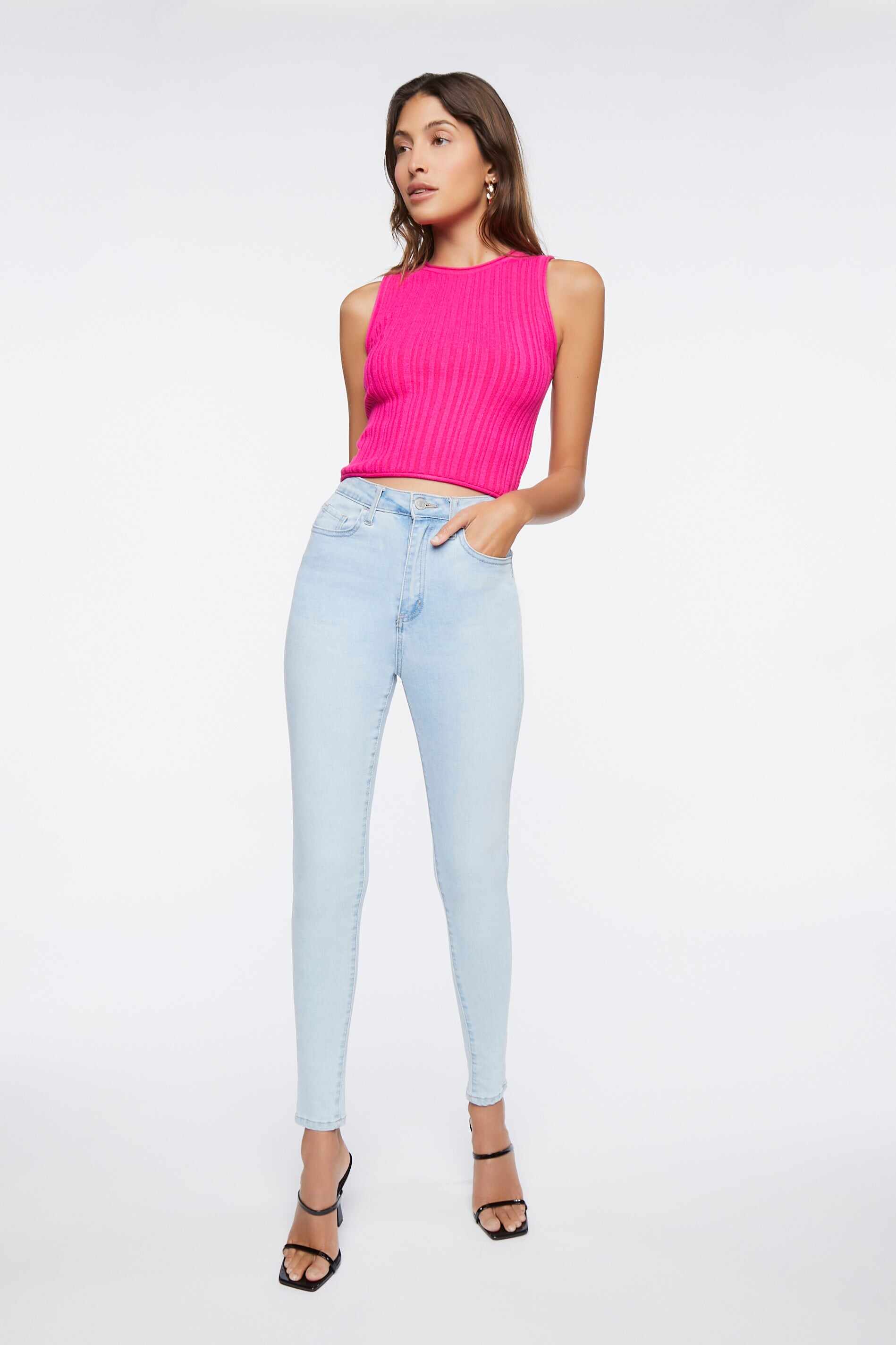 Women Apparel | Sweater-Knit Tank Top Pink Forever21 - PZ54187